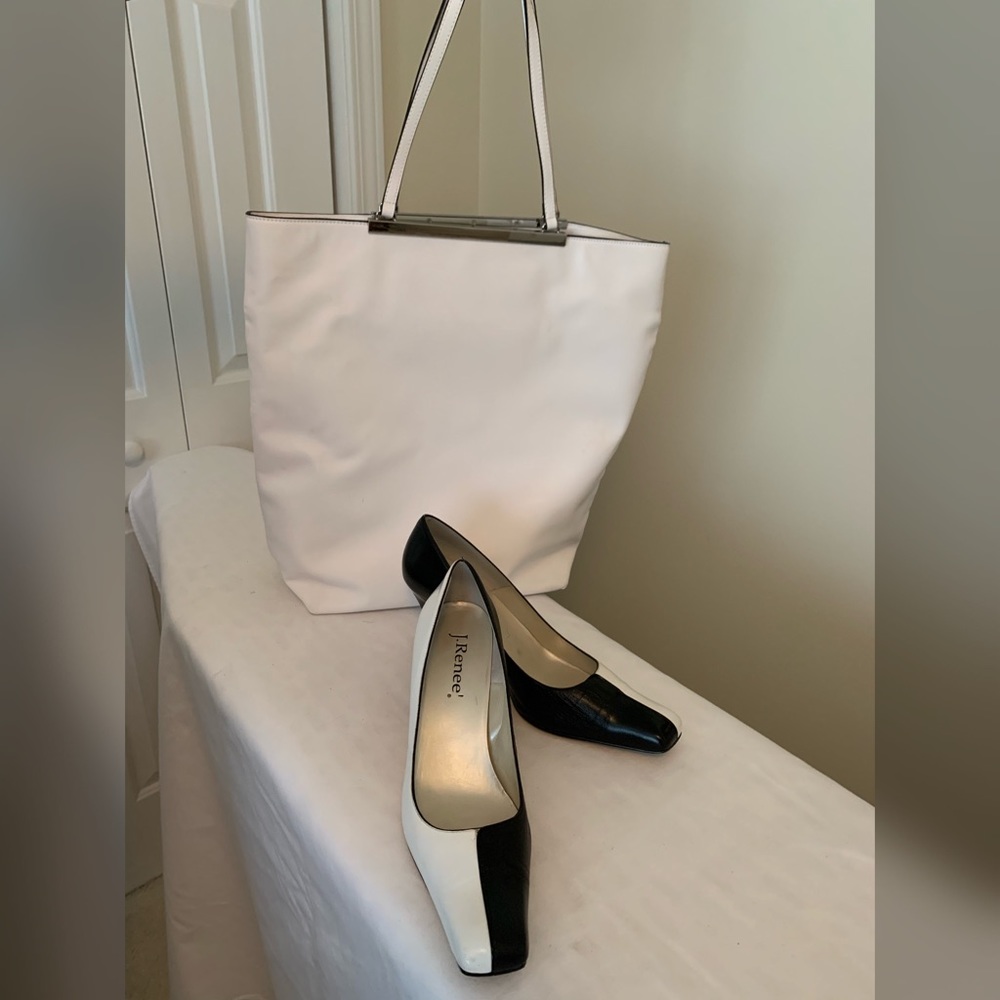 J. Renee’ Black and White CACHE Pumps with Tote